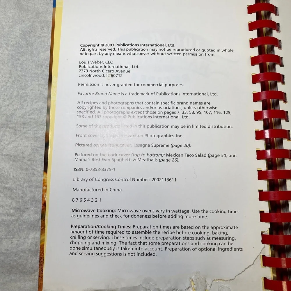 Favorite Brand Name 100 Best Hamburger Recipes Cookbook Spiral Bound 2003 PI